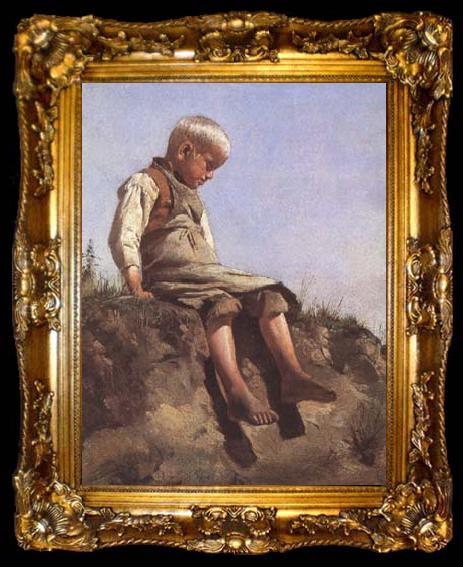 framed  Franz von Lenbach Young boy in the Sun (mk09), ta009-2
